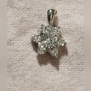 Elegant Silver Star Pendant Vintage 925 Cz Stones